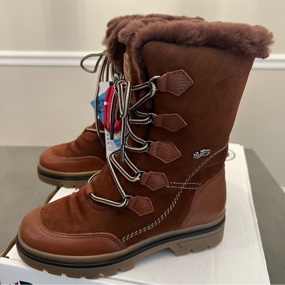 Pajar Valerie S Brown Leather Shearling Ice Gripper Waterproof Mid-Calf Boot 5.5 - Picture 7 of 15